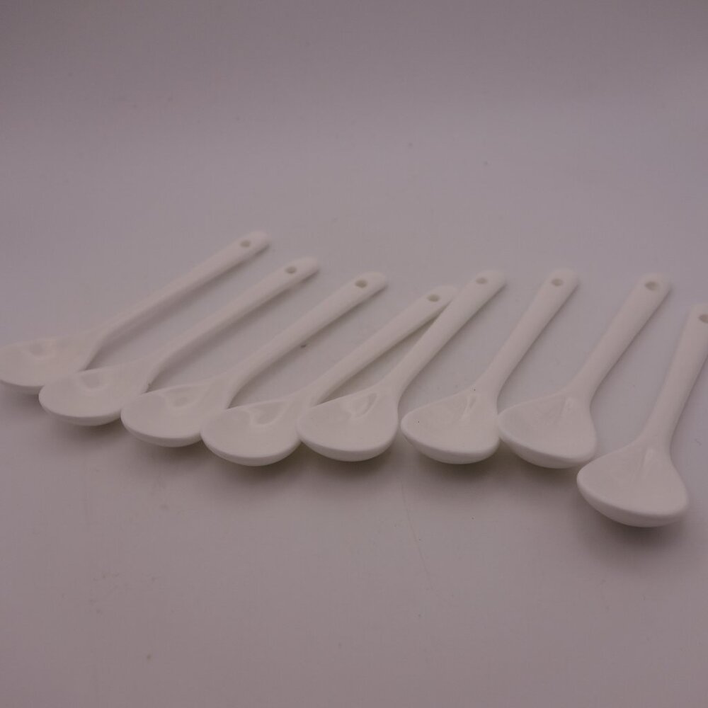 Set of Eight(8) Ceramic Coffee Tea Spoons with Hole in Top of Handle